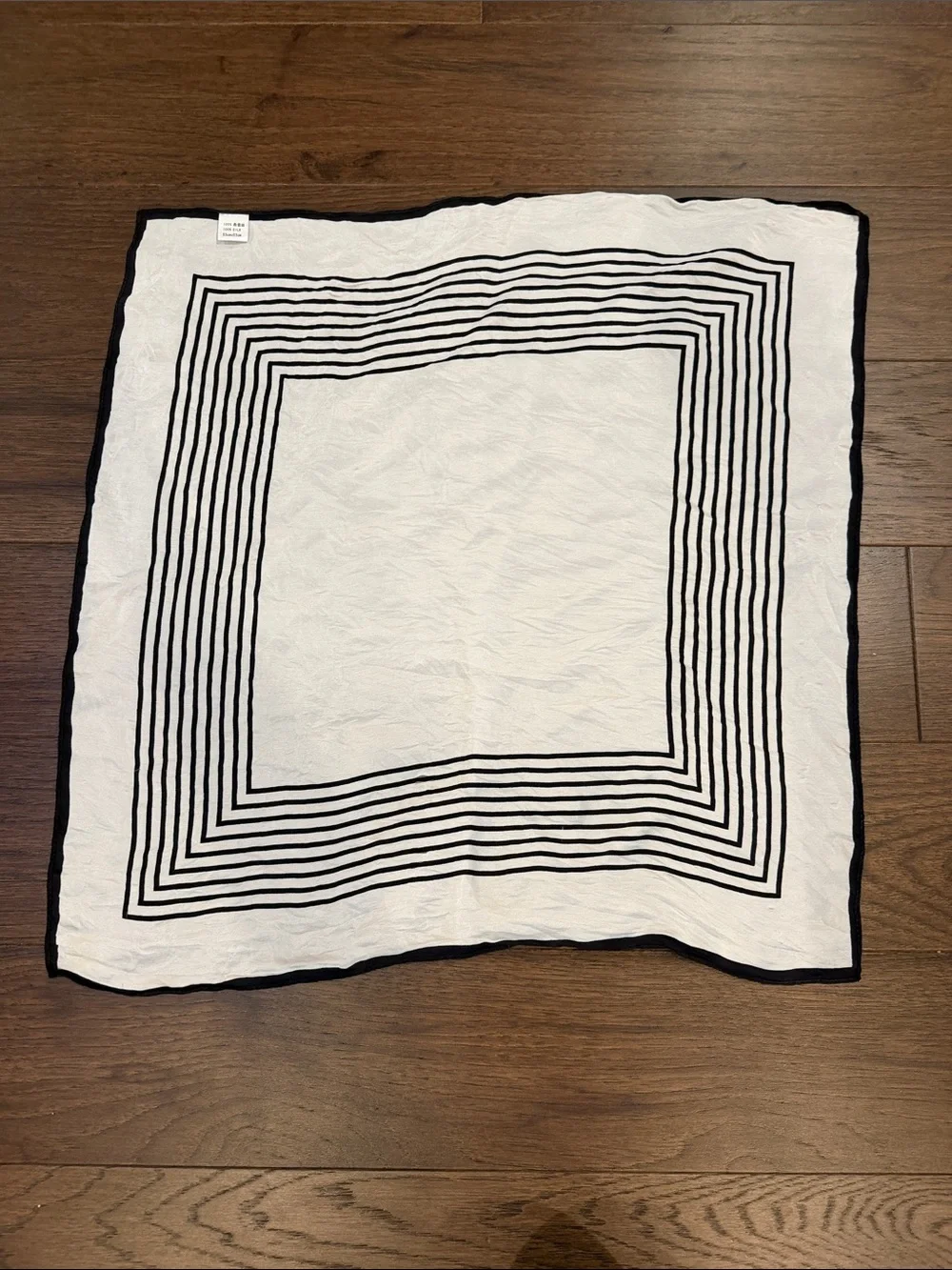 Striped Square Silk Scarf in Cream and Black 53cm x 53cm - C19-109